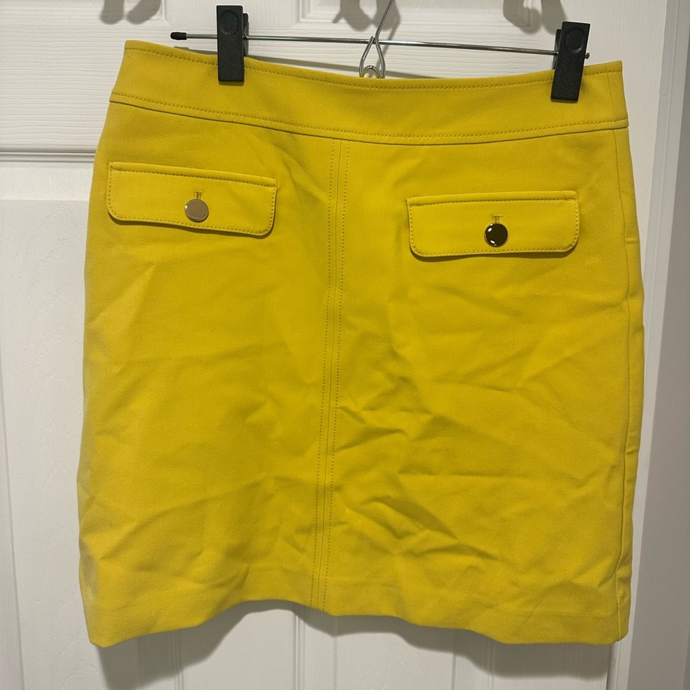 LOFT Yellow Mini Pencil Skirt with Cargo Style
